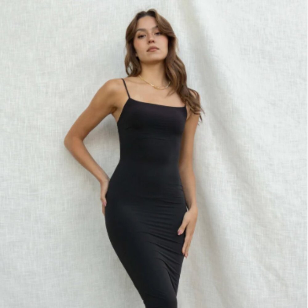 Elodie Spaghetti Strap Ribbed Dress